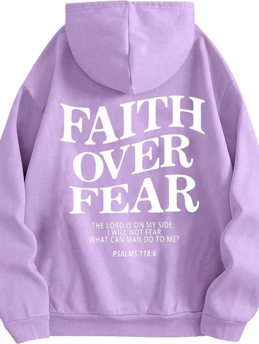 Cozy Christian Inspirational Faith Over Fear Lilac Hoodie Sweatshirt